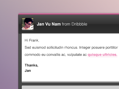 Message from Dribbble box dribbble interface message photo pink ui ux web website