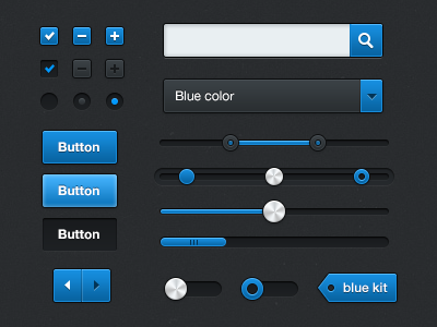 Blue Kit blue button dark freebie kit menu psd search tag ui ux web