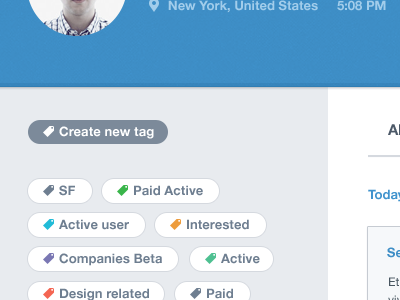 Tags app blue buttons dark dashboard filter grey header interface menu tag ui user ux web website
