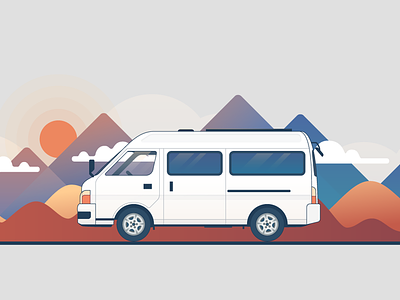 Campervan bus campervan car illustration mountains van vector