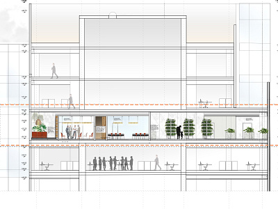 Vegan restaurant design - section autocad comercial conference room design greenery greenhouse interior interior architecture photoshop restaurant