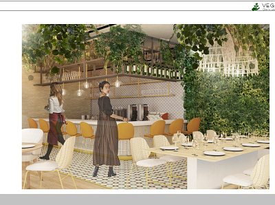 vegan restaurant project 3dsmax design drawing green greenhouse interior interior architecture photoshop restaurant