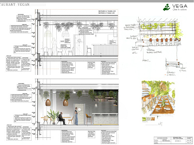 Vega-Close to Nature / SECTION autocad design green interior architecture materialdesign materials photoshop restaurant sustainability sustainable technical