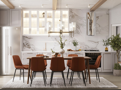 Rustic Elegant kitchen design in neutral tones. 3dsmax interior interior architecture ui