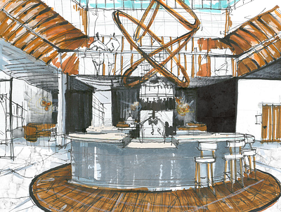 bar design drawing handdrawing interior interior architecture