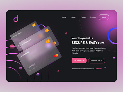 Credit Card Landing Page(Glass morphism) banking credit card designist payment