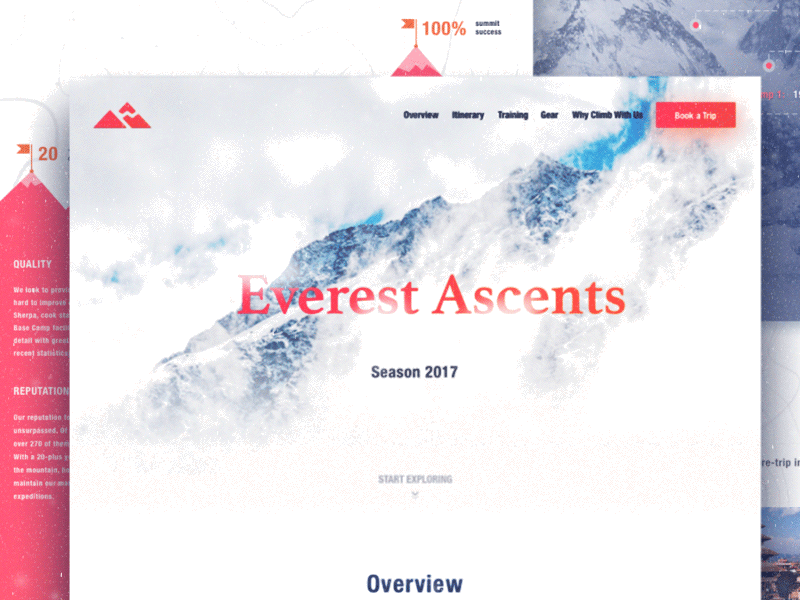 Everest Ascents everest landing mountains site snow ui ux web design