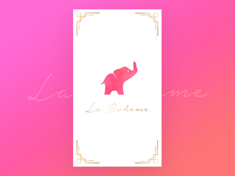 La Boheme animation app cute first screen girlish pink principle sketch ui user interface welcome