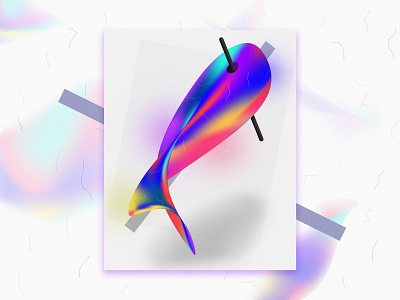 Gradient Whale Fish Poster