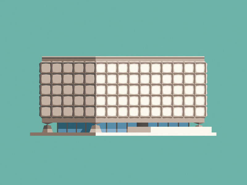 Beinecke Library usa university yale library modern building geometric vector flat design illustration