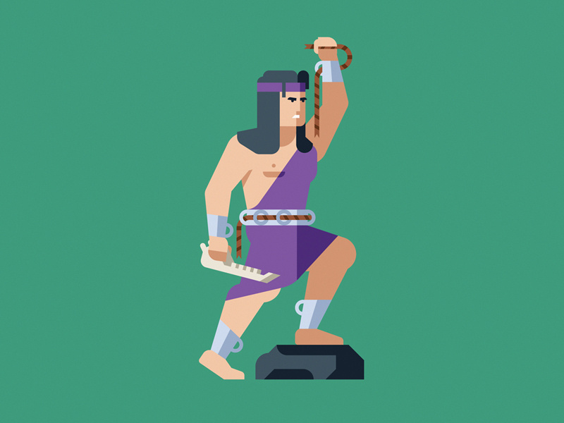 Samson jawbone delilah samson hero mythology bible character geometric vector flat design illustration