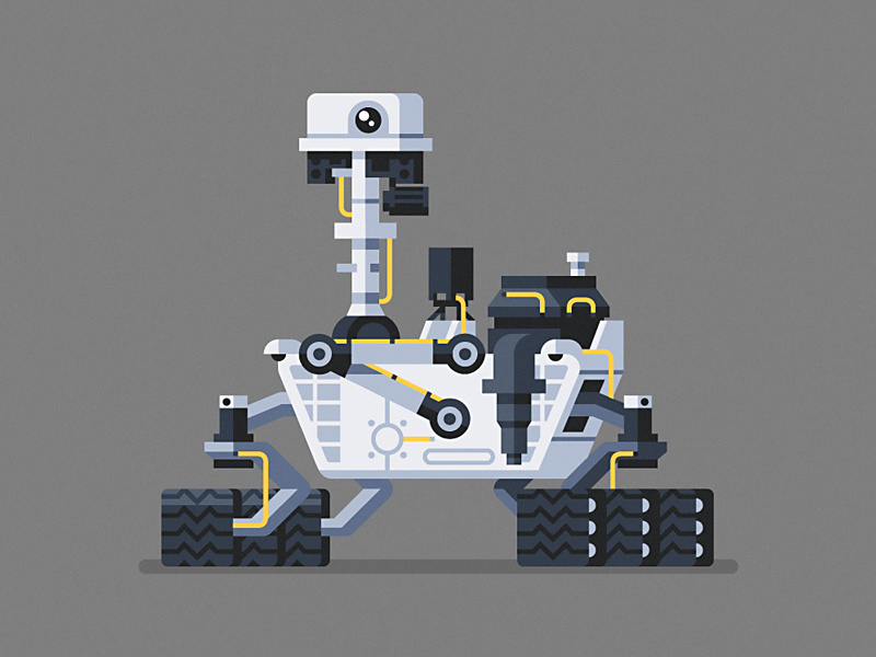 Curiosity curiosity mars nasa robot character geometric vector flat design illustration
