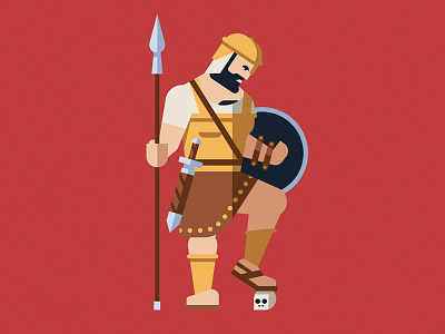 Goliath bible character david design flat geometric goliath hero illustration mythology skull vector