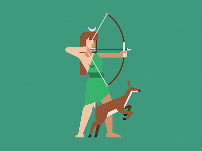 Artemis artemis character deer design flat geometric gods greece hunt illustration mythology vector