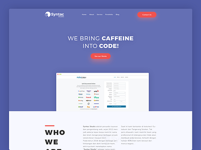 Syntac Studio Redesign app apps code design landing mockup page purple studio syntac web website