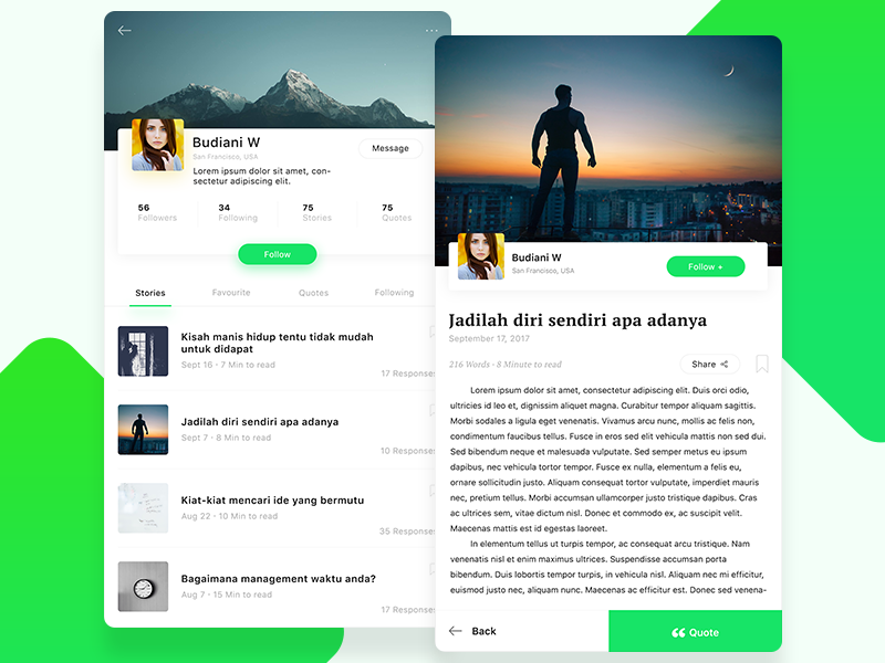 Exploration #1 | Stories App stories app profile photoshop story ux ui stories app
