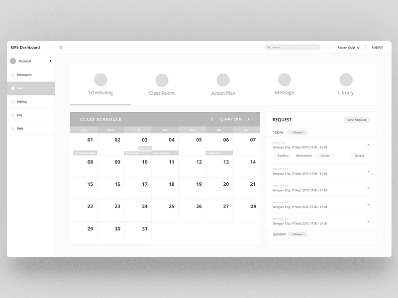 Low-Fi EMS Dashboard low fidelity user experience website user interface ux ui design dashboard