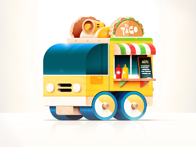 Toys - Taco Truck brand branding car color cute design dribbbleweeklywarmup food icon illustration ketchup kids menu mexico simple toy travel truck vector wood