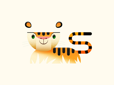 Panthera tigris animal character color cute design flat icon illustration illustrator simple tiger vector