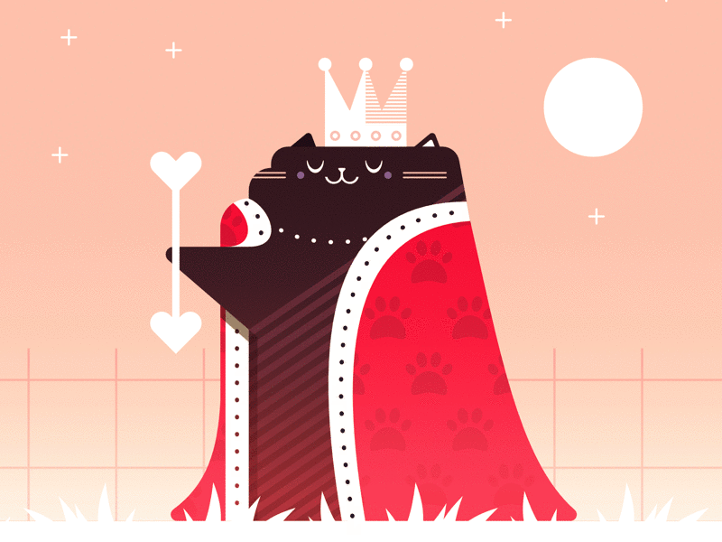 King Of Hearts 2d animation animation 2d cat character character design color colorful cute design flat icon illustration kids king simple ui ux vector 设计