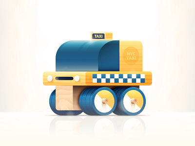 Toys - Taxi atmospheric branding car character design city concept cute dribbbleweeklywarmup icon illustration illustrator kids logo nyc simple taxi toy travel wheels wood