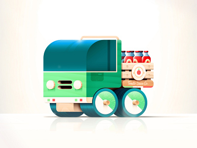 Toys - Delivery Truck bottle brand car christmas delivery green icon illustration italy ketchup packaging pizza sauce tomato toy travel truck vector wood