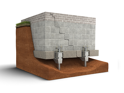 3d Cross-Section -- Helical Pier Solution 3d concrete cross-section ground foundation lift pier stabilize