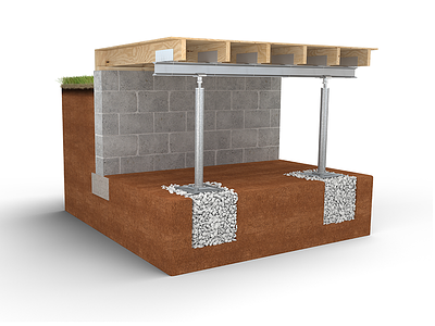 3d Cross-Section -- SmartJack Solution 3d concrete crawl space cross-section floor ground stabilize