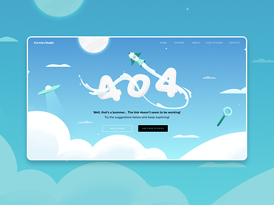 Ferreira Studio – 404 Page 404 page artwork branding clouds design digital art drawing graphic design illustration inspiration rocket sky texture ui usability ux vector visual design webdesign website