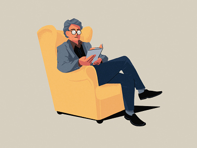 Relaxing with a book adobe photoshop art artwork book character colours couch design digital art drawing editorial graphic design illustration man personal work reading relax sketch texture