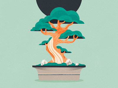 Illustration process – Bonsai artwork blog bonsai design design process digital art drawing graphic design illustration ipad pro nature poster print procreate texture tree tutorial