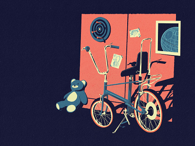 The Old Room artwork bicycle comic design digital digital art graphic illustration personal retro texture toys vintage
