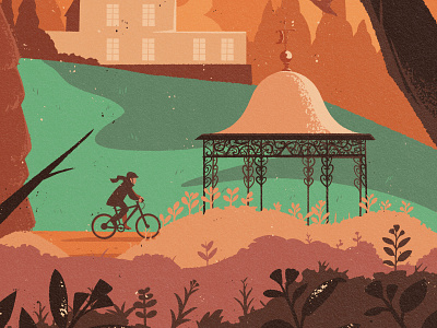 P Magazin (Darmstadt) – Cover Illustration Detail artwork autumn bicycle commission cover digital art drawing editorial illustration garden graphic design illustration magazine park work