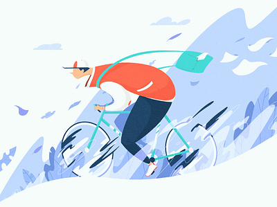 Winter Ride artwork bycicle character clean design digital digital art drawing illustration minimalist nature plants procreate ride winter