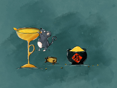 子鼠，Rat charm illustration logo