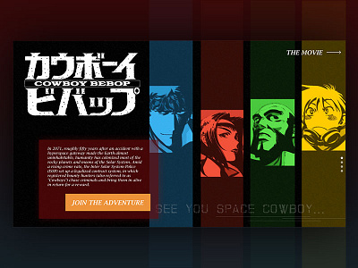 Daily UI #003 - Landing Page 003 anime challenge cowboy bebop daily ui landing page xd