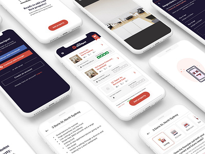 TheOneSpot: Inspect Open Houses .sketch app checklist empty home illustration images inspection minimalistic mobile mockup mvp notes product design property ratings real estate startup ui ux