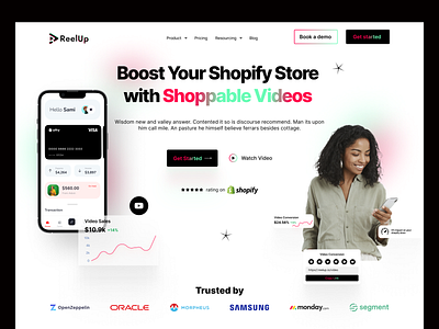ReelUp - Shopify App Hero Section Concept branding design figma graphic design landing page ui ux