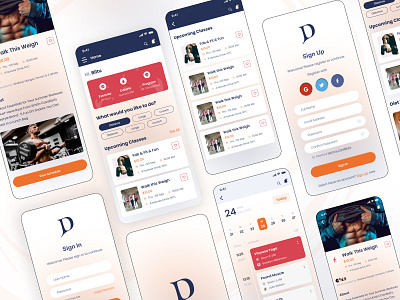 Ditz- Fitness App Design app case study body building branding case study clean app design fitness app fitness club gym app gym center mobile app on boarding sign in sign up typography ui ux ux case study ux design workout app