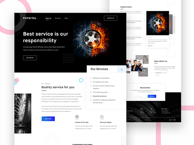 Tire & wheel service center website template design service template tire typography ui ux wheel