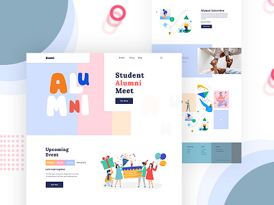 Alumni- Homepage concept alumni alumni website clean color coworking creative design education friends friendship homepage landing minimal places template testimonials typography ui ux website