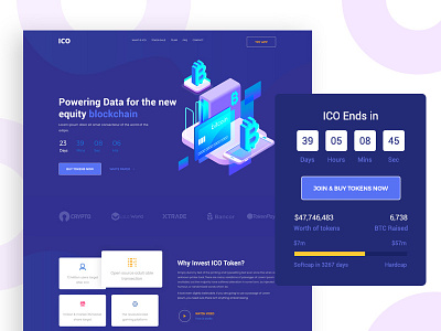 ICO- Landing Page bitcoin blockchain cash crypto crypto currency crypto exchange currency design ethereum gradient homepage ico illustration landing page sale token typography ui ux web bitcoin