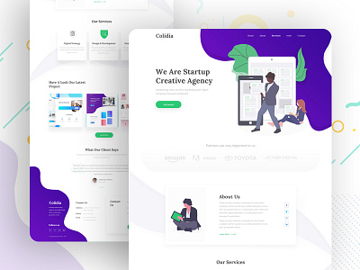 Startup Agency Landing Page agency agent app clean color company creative design gradient homepage illustration landing minimal new website 2019 template typography ui ux web website