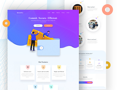 InvestCo- Landing Page agency app branding agency clean creative ecommerce featured freelancer funding homepage illustration investing investment landing loan minimal shape typography web website