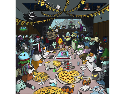 Pizza Party with Frens art drawing illustration photoshop