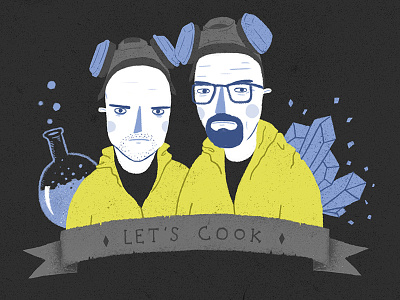 Let's cook blue meth breaking bad fan art illustration jesse pinkman tv show walter white