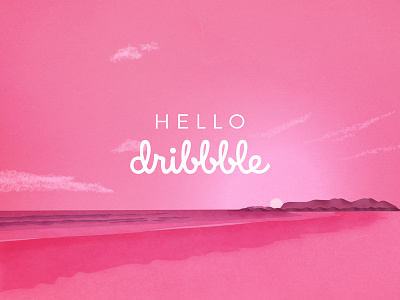 Hello Dribbble beach debut design first gradient hello dribbble illustration invite minimal panama pink santa catalina sea shading shot suns sunset