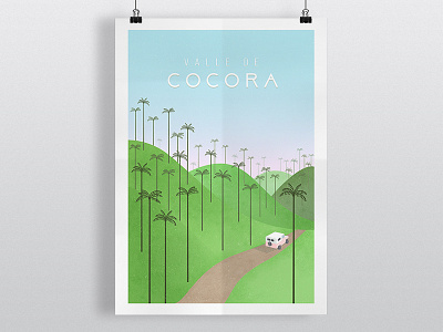 Valle de Cocora car colombia debut design gradient hills illustration jeep palm tree plant shading shot tropical