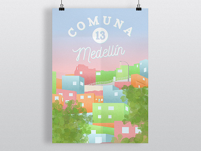 Comuna 13 colombia debut design gradient illustration medellin pastel shot