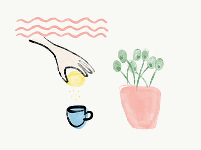 Yellow Lemon Studio design digital painting illustration lemon minimal mug pilea plant shot sketch